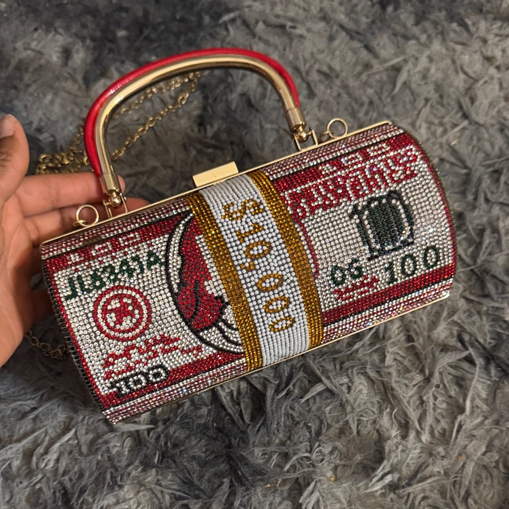 Crystal Embellished Money Clutch